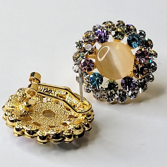 Colorful Crystal Round Earrings - Picture 6 of 10